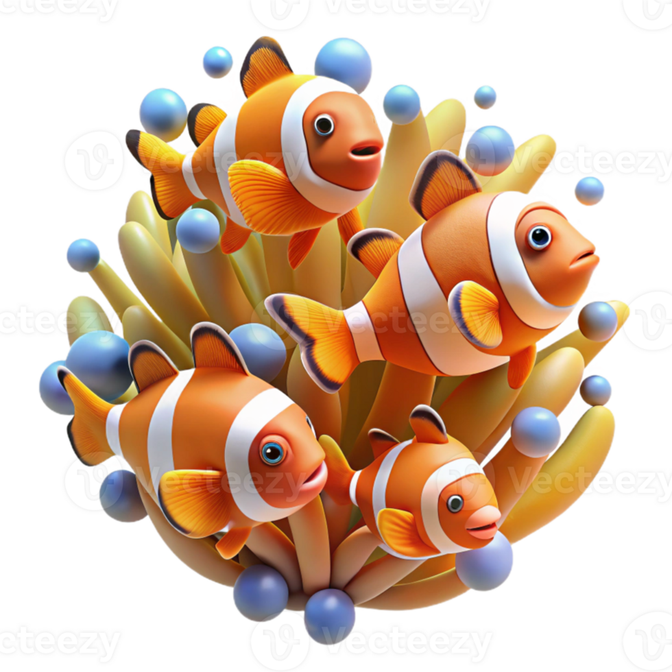 extraordinary abstract A school of vibrant clownfish darting among anemone tentacles, underwater scene, colorful and dynamic original png