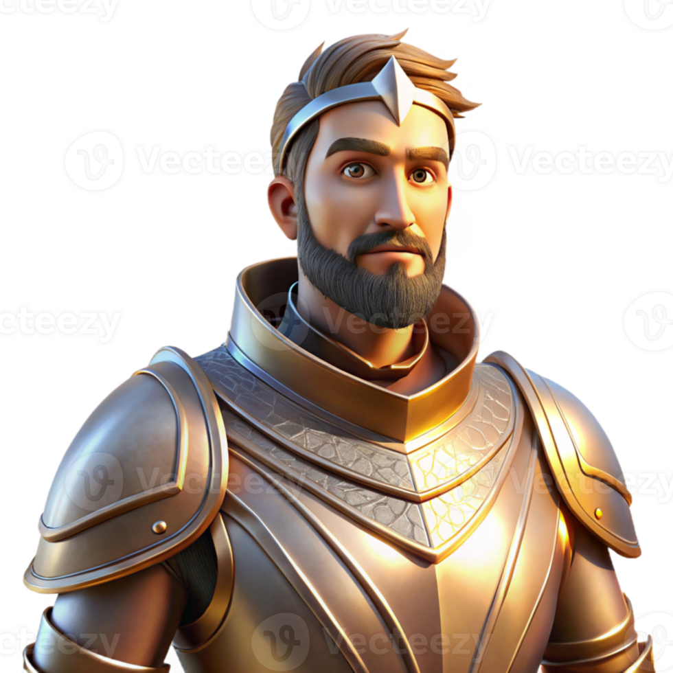 elegant rustic Portrait of a noble knight in shining armor, lit by sunlight glinting off metal, medieval art style 4K png
