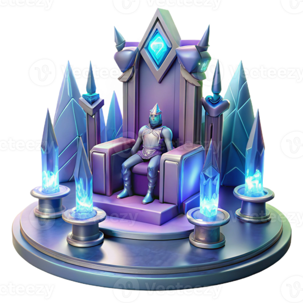 extraordinary abstract A futuristic throne room with a holographic king, majestic lighting, regal, fantasy style original png
