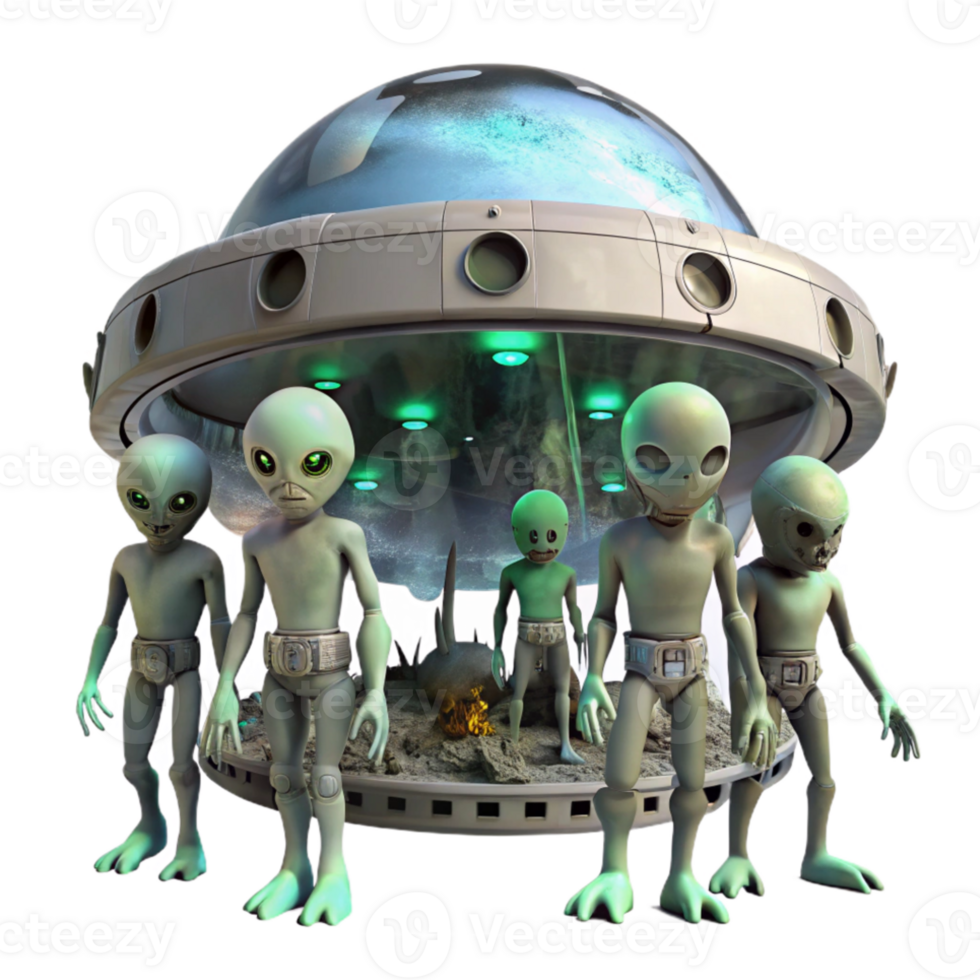 elegant artistic A group of aliens exploring a derelict spaceship, dim lighting, eerie, horror style premium png