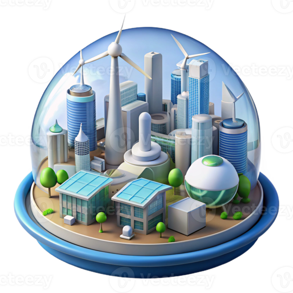 vibrant contemporary A futuristic city powered by renewable energy, sleek, sustainable design, architectural visualization style 4K png