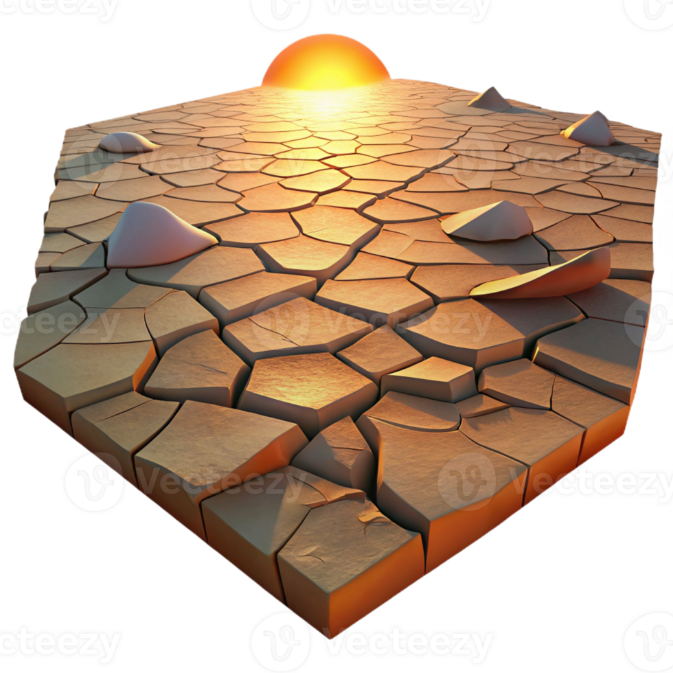beautiful rustic A cracked desert floor during sunset, warm tones, desolate, photographic style, authentic png