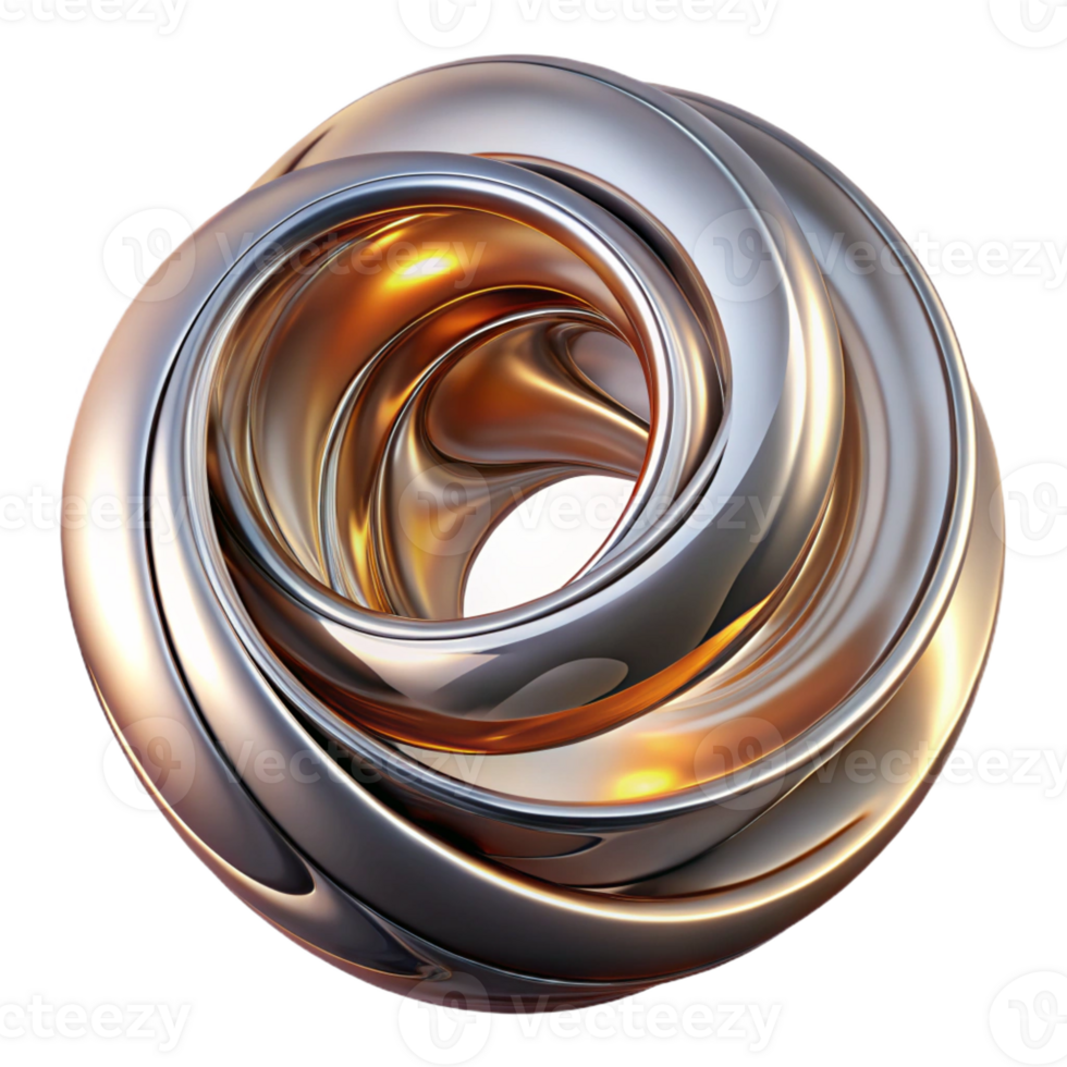 extraordinary modern A dynamic, swirling vortex of liquid metal, with a chrome finish, reflecting a warm, ambient light, in a cyberpunk aesthetic high quality png