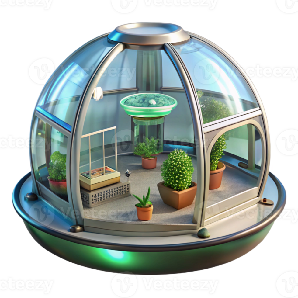 elegant rustic Floating spherical greenhouse, transparent glass, hydroponic gardens, internal lighting, futuristic farming detailed png