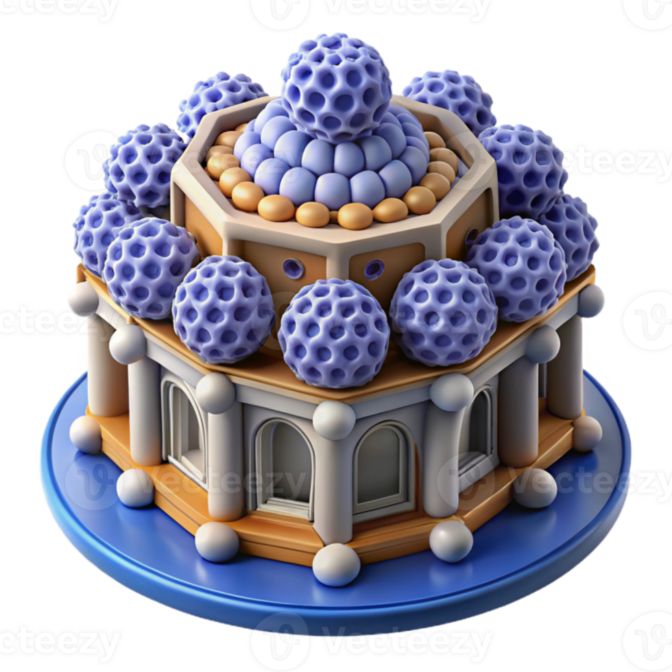 elegant contemporary Microscale building made of nanomaterials, intricate details, electron microscope view, scientific illustration original png