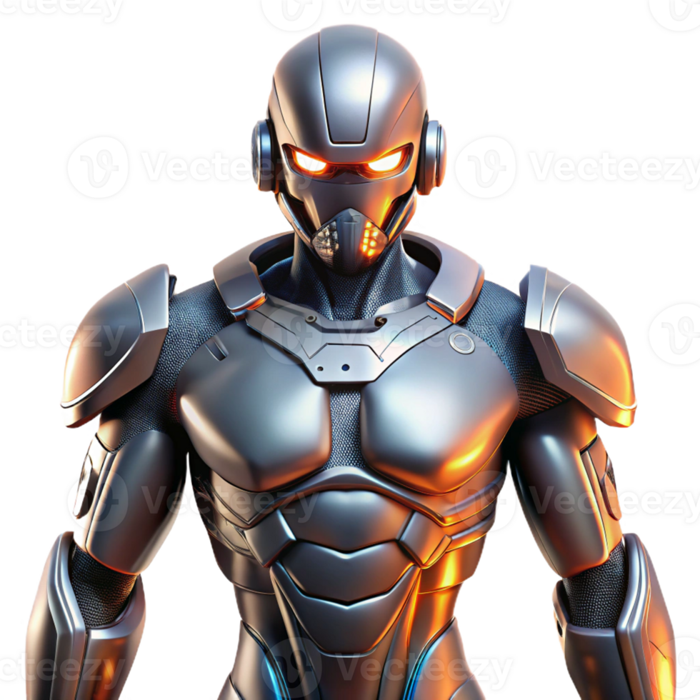 vibrant creative A futuristic exoskeleton, sleek metallic design, enhancing human strength and agility, cyberpunk style detailed png