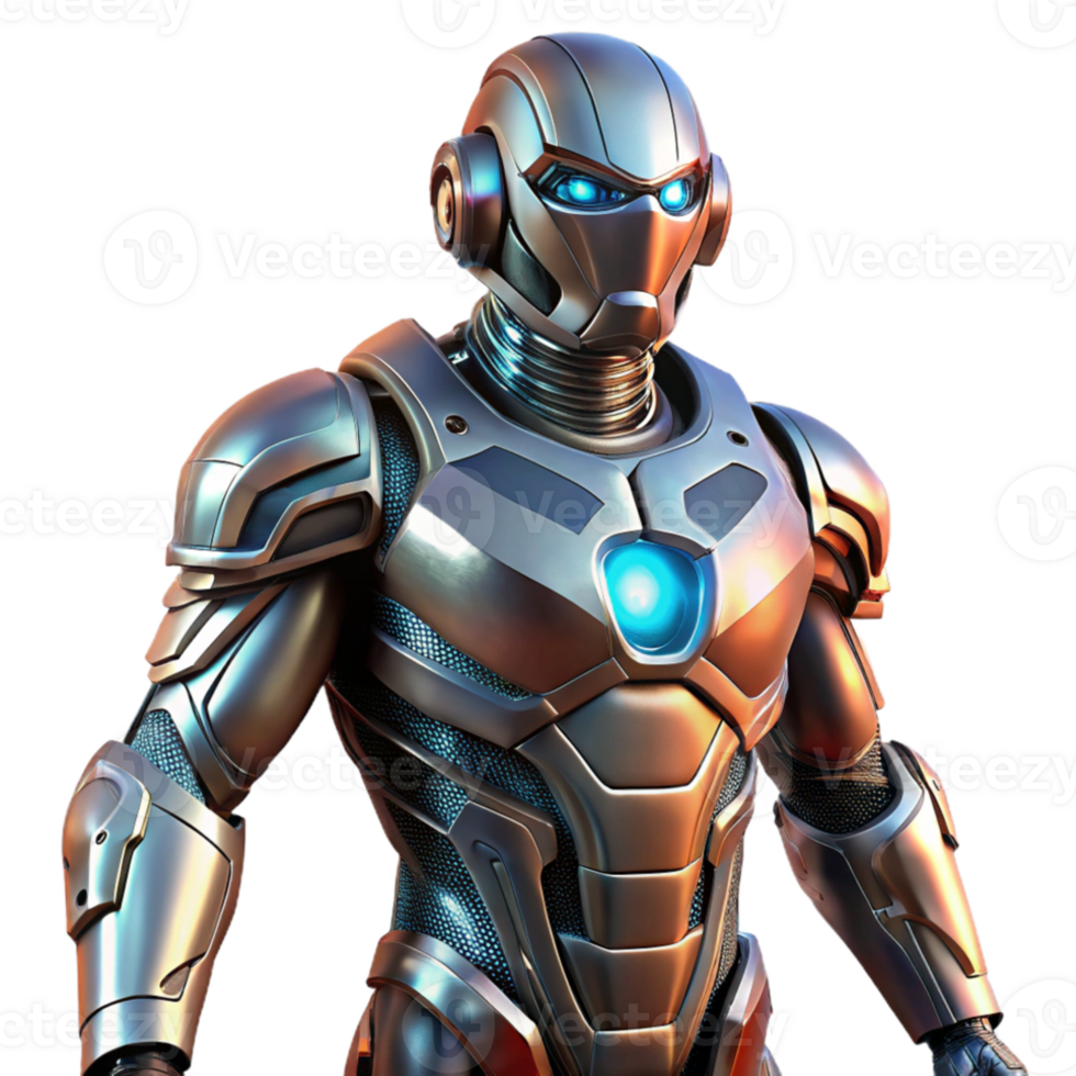 dramatic rustic A futuristic exoskeleton suit with glowing accents and hydraulic mechanisms, metallic textures and sleek design, dark background with red and orange hues, cyberpunk style high quality png
