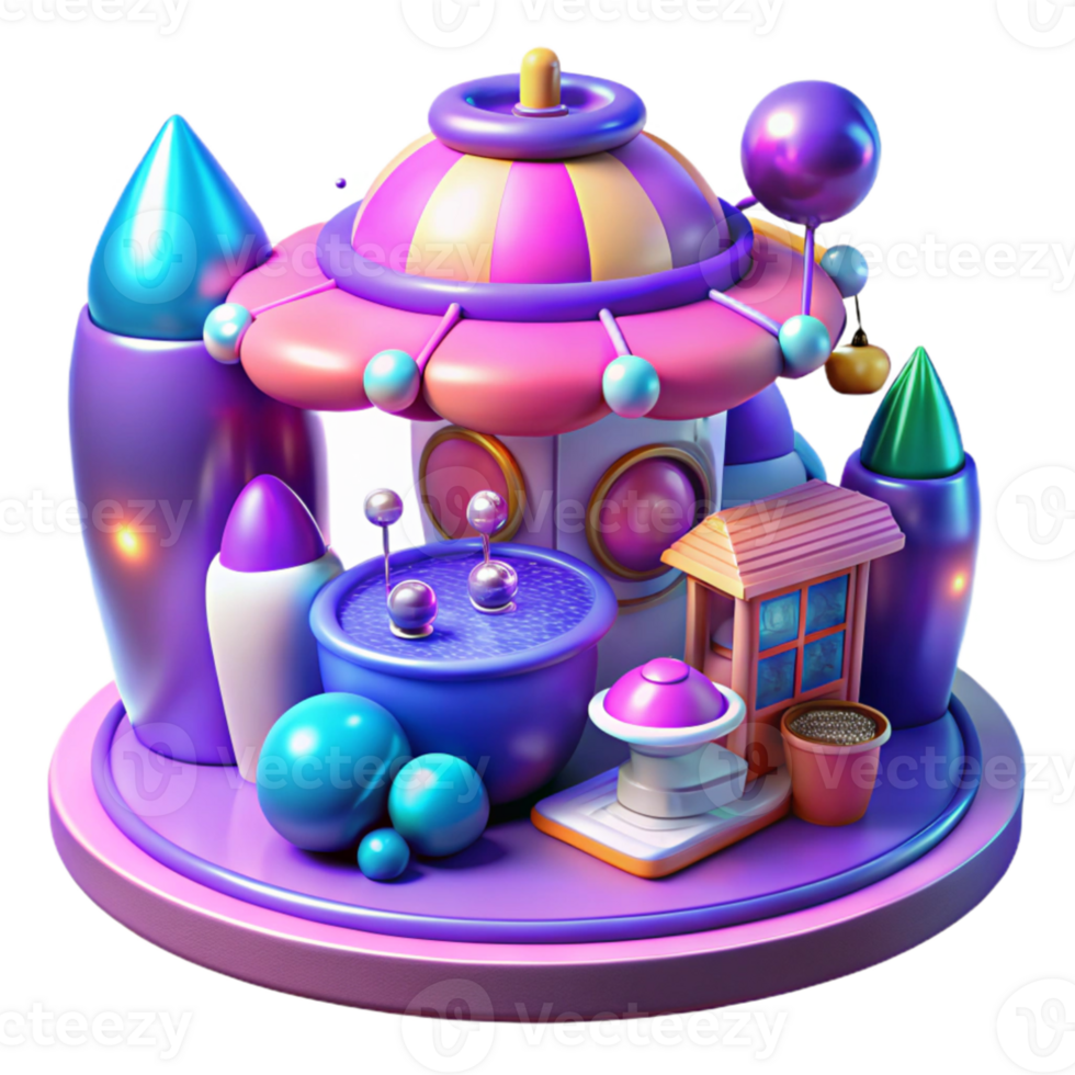 serene modern A futuristic marketplace filled with strange alien goods, vibrant colors, exotic, fantasy style genuine png