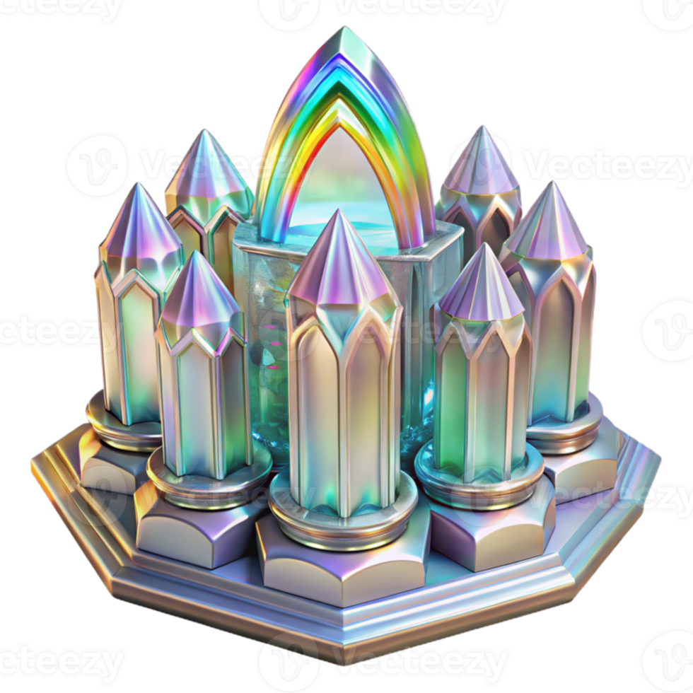 impressive classic Crystal palace with intricate carvings, rainbow caustics from refracted light, art nouveau style, detailed textures genuine png
