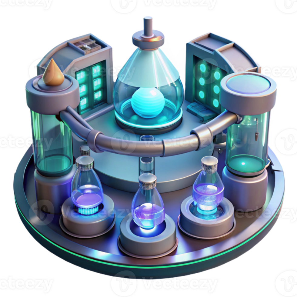 dramatic artistic A futuristic laboratory filled with glowing equipment and holographic displays, sleek and modern design, science fiction style genuine png