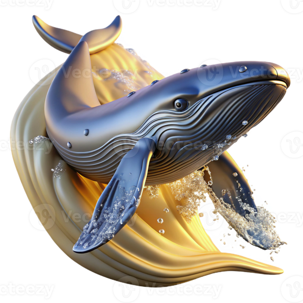 serene creative A majestic humpback whale breaching the surface, water cascading off its massive form, golden hour lighting, National Geographic style exclusive png