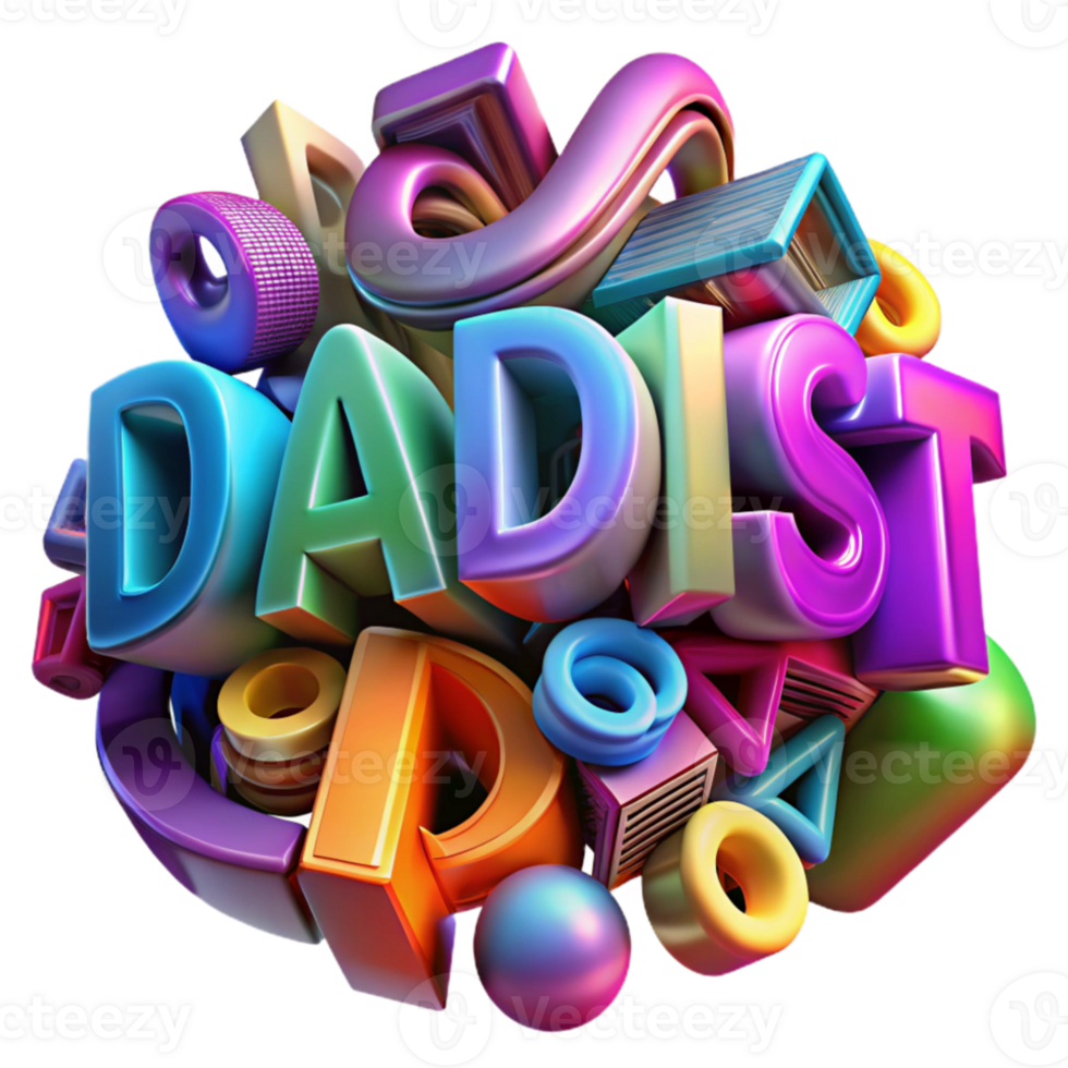 serene abstract A chaotic jumble of letters and symbols, rendered in vibrant graffiti-style, illuminated by a neon glow, in a Dadaist style premium png