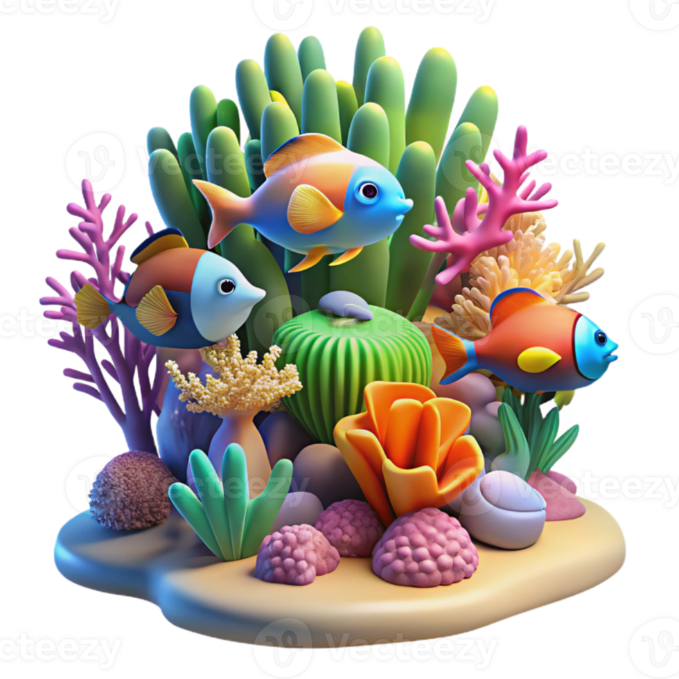 magnificent rustic A vibrant coral reef teeming with colorful fish, illuminated by underwater sunlight, photorealistic style high quality png