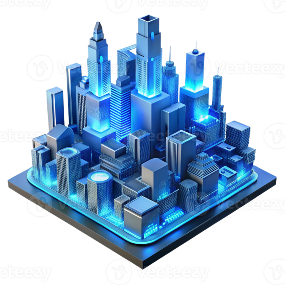 extraordinary abstract A futuristic cityscape constructed of interconnected circuit boards, glowing with electric blue energy, viewed from a low angle with a cyberpunk aesthetic detailed png