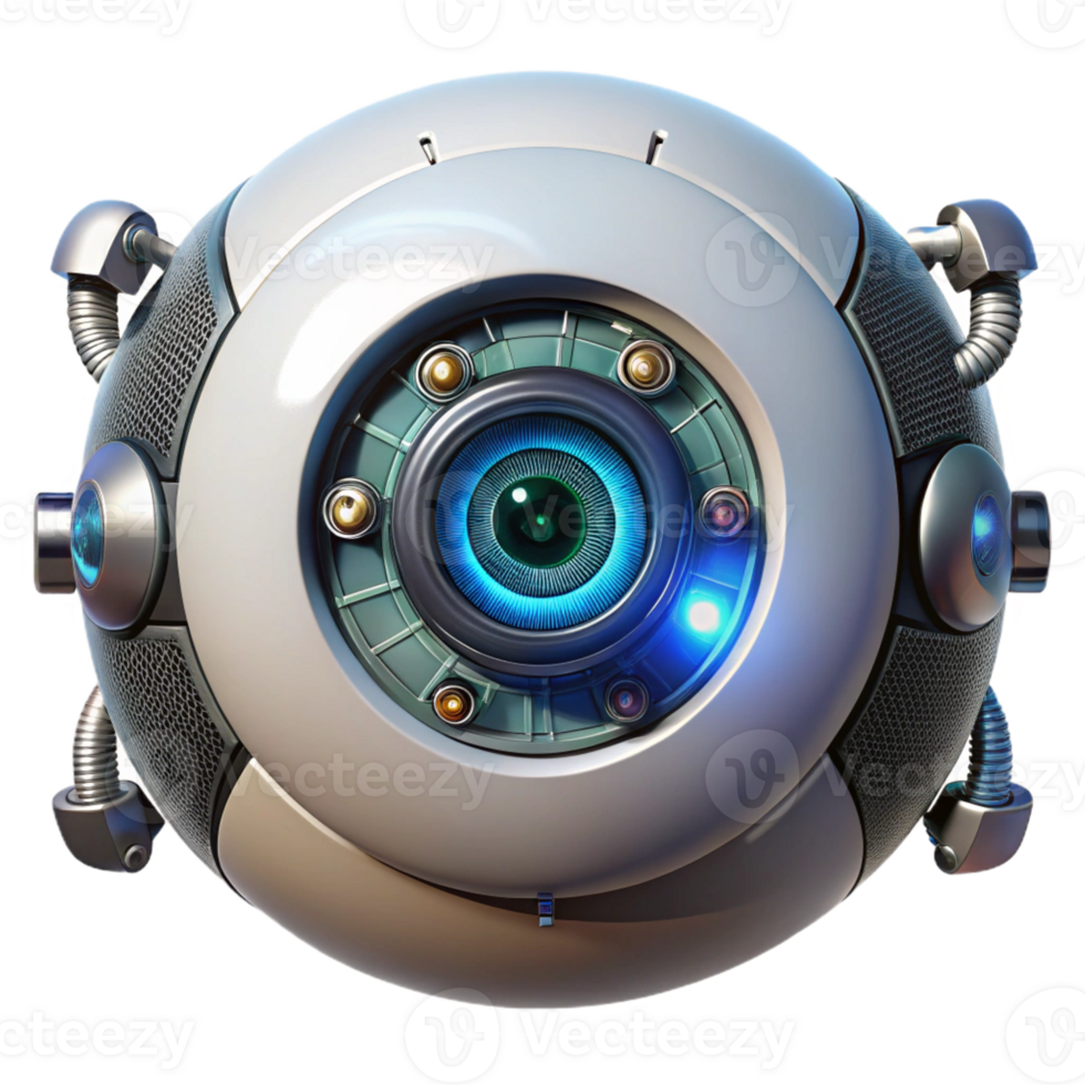 magnificent minimalist A bionic eye, intricate mechanical and electronic components, close-up view, cyberpunk style premium png