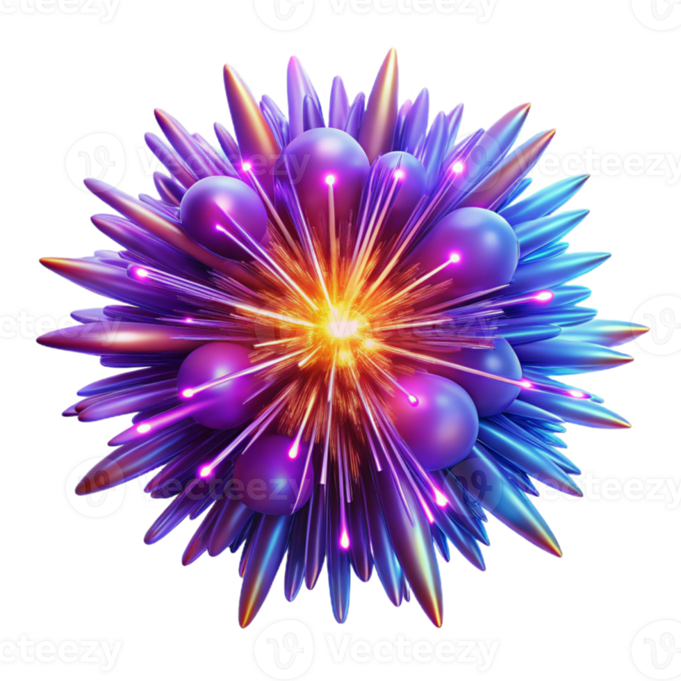 extraordinary creative A chaotic explosion of vibrant, neon particles, resembling a supernova, with intense, radiating light, in a digital art style professional png