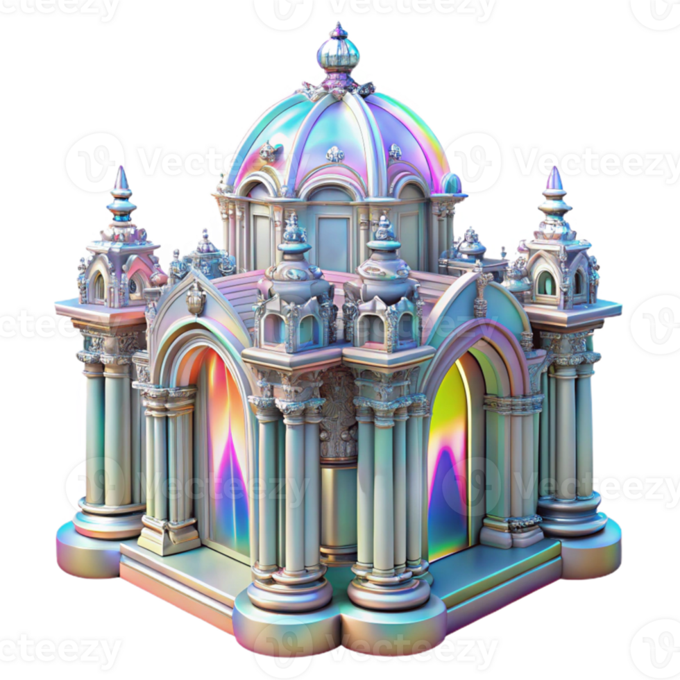wonderful rustic Crystal palace with intricate carvings, rainbow caustics from refracted light, art nouveau style, detailed textures authentic png