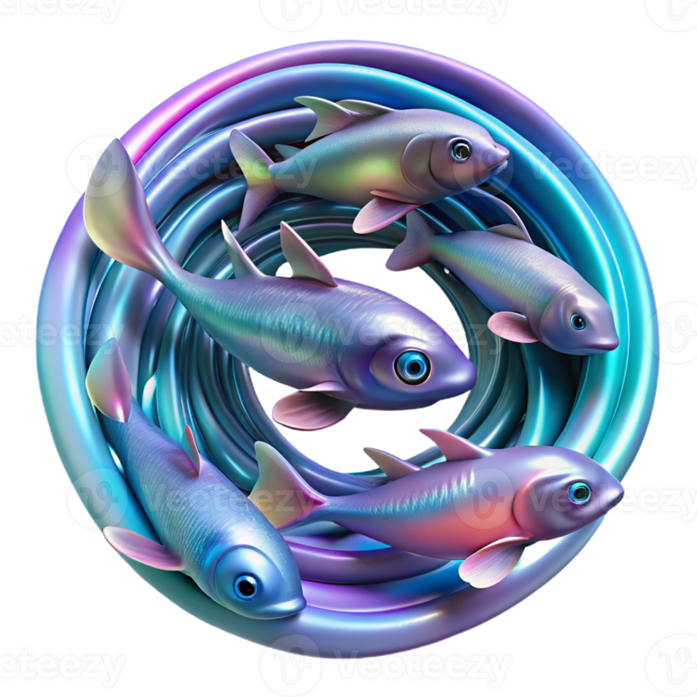 elegant rustic A school of iridescent fish swimming through a vortex of liquid light, with trails of neon stardust, Psychedelic Pop Art style detailed png