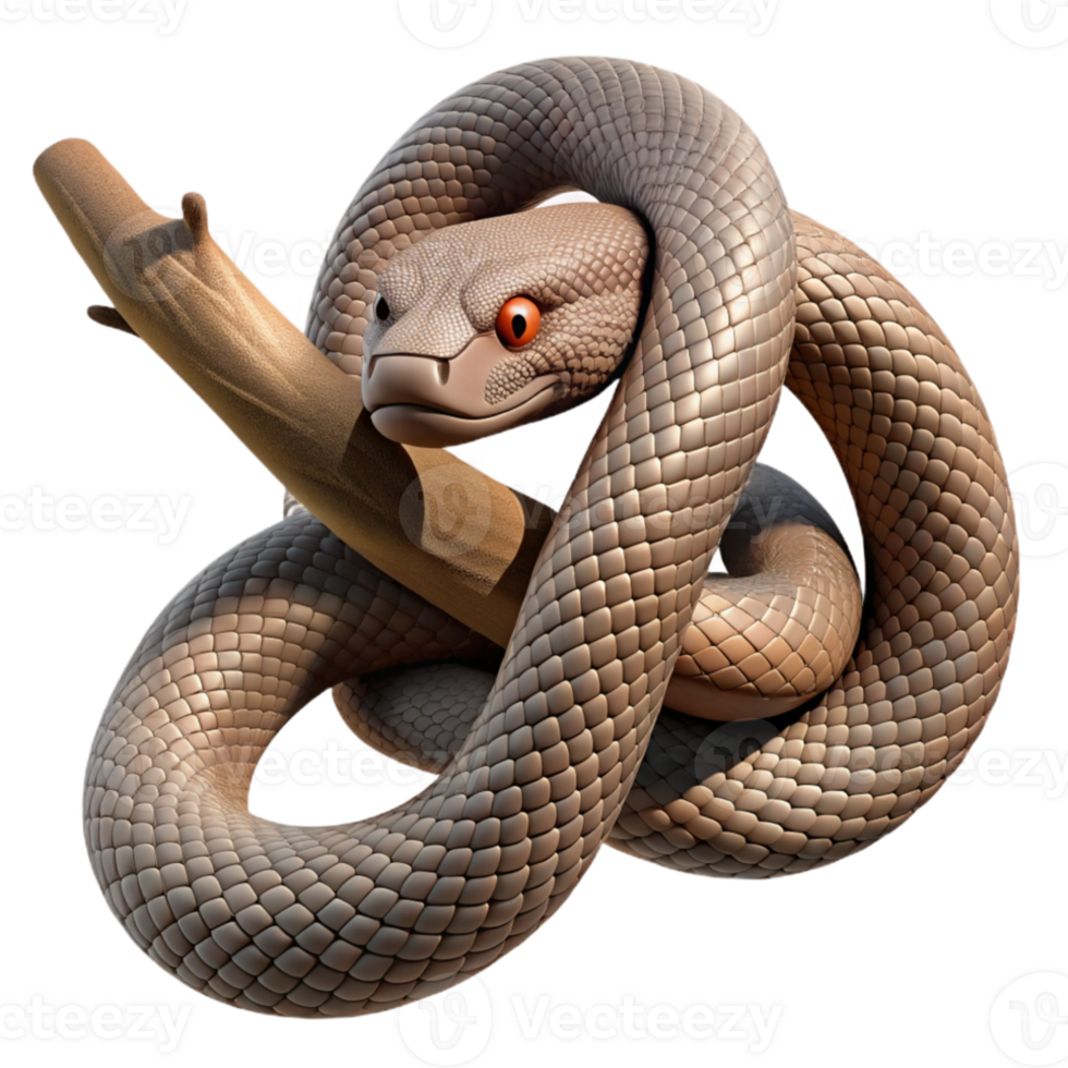 beautiful contemporary A slithering snake coiled around a tree branch, close-up, textured scales, realistic style exclusive png