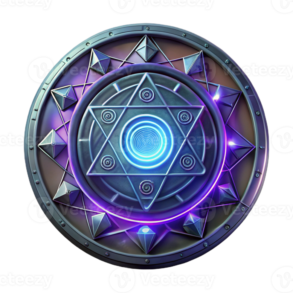 dramatic traditional An intricate magic circle, inscribed with glowing runes, emitting a pulsating energy field, illuminated by a mystical light source. Geometric abstract style high quality png