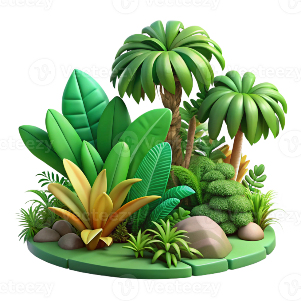 elegant artistic A lush jungle scene with exotic plants and vibrant colors, detailed foliage, dappled sunlight, botanical illustration style 4K png