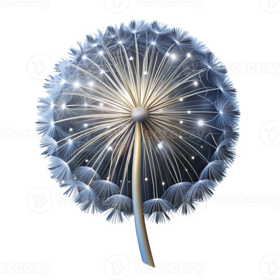 stunning classic A giant dandelion seed head transforming into a constellation, illuminated by moonlight. Photorealistic style original png