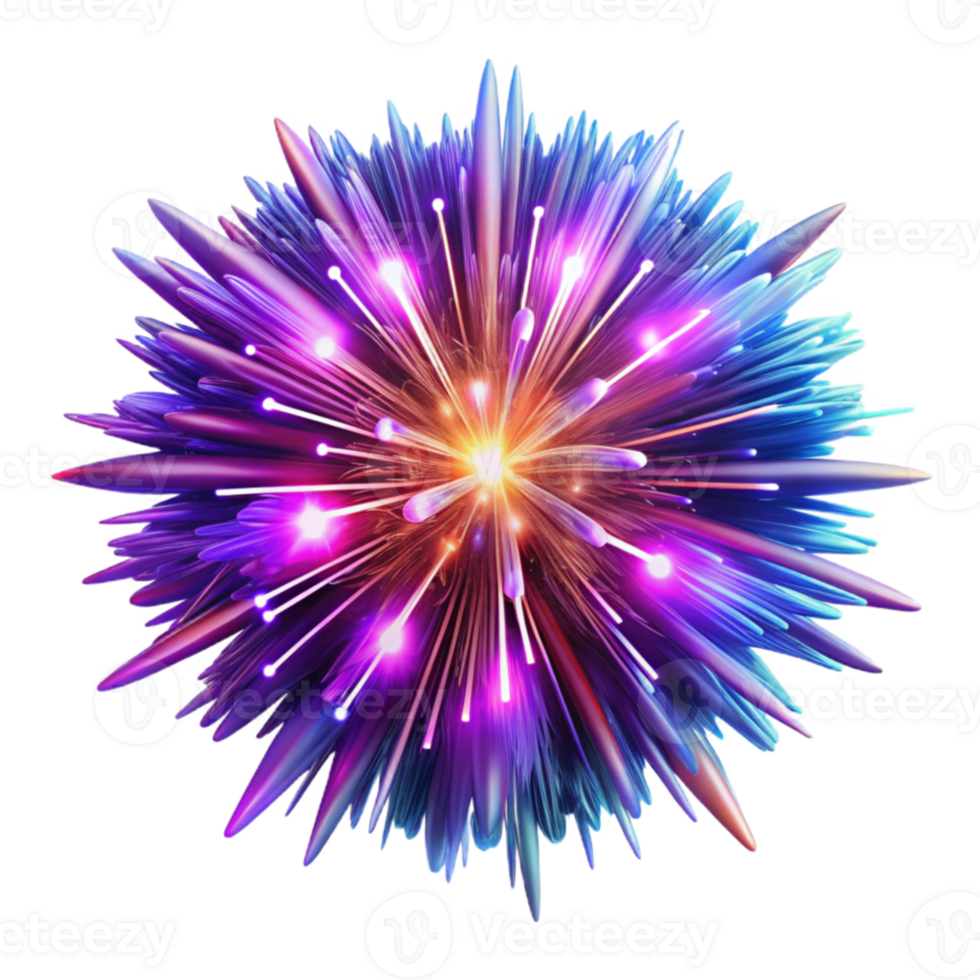 serene modern A chaotic explosion of vibrant, neon particles, resembling a supernova, with intense, radiating light, in a digital art style detailed png