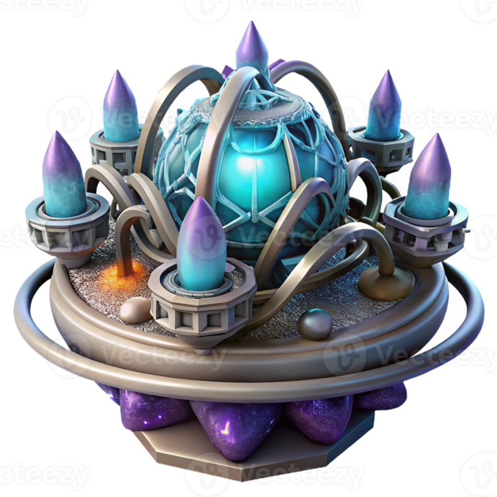 stunning artistic A colossal, ancient space station, crafted from intertwined roots and glowing crystals, orbiting a dying star. Art nouveau, ethereal, soft lighting 4K png