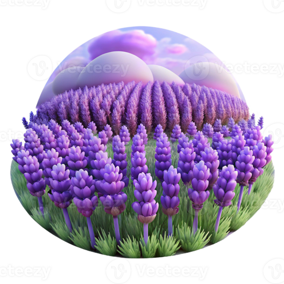 stunning rustic Field of lavender flowers under a summer sky, purple hues, fragrant, impressionistic style, genuine png