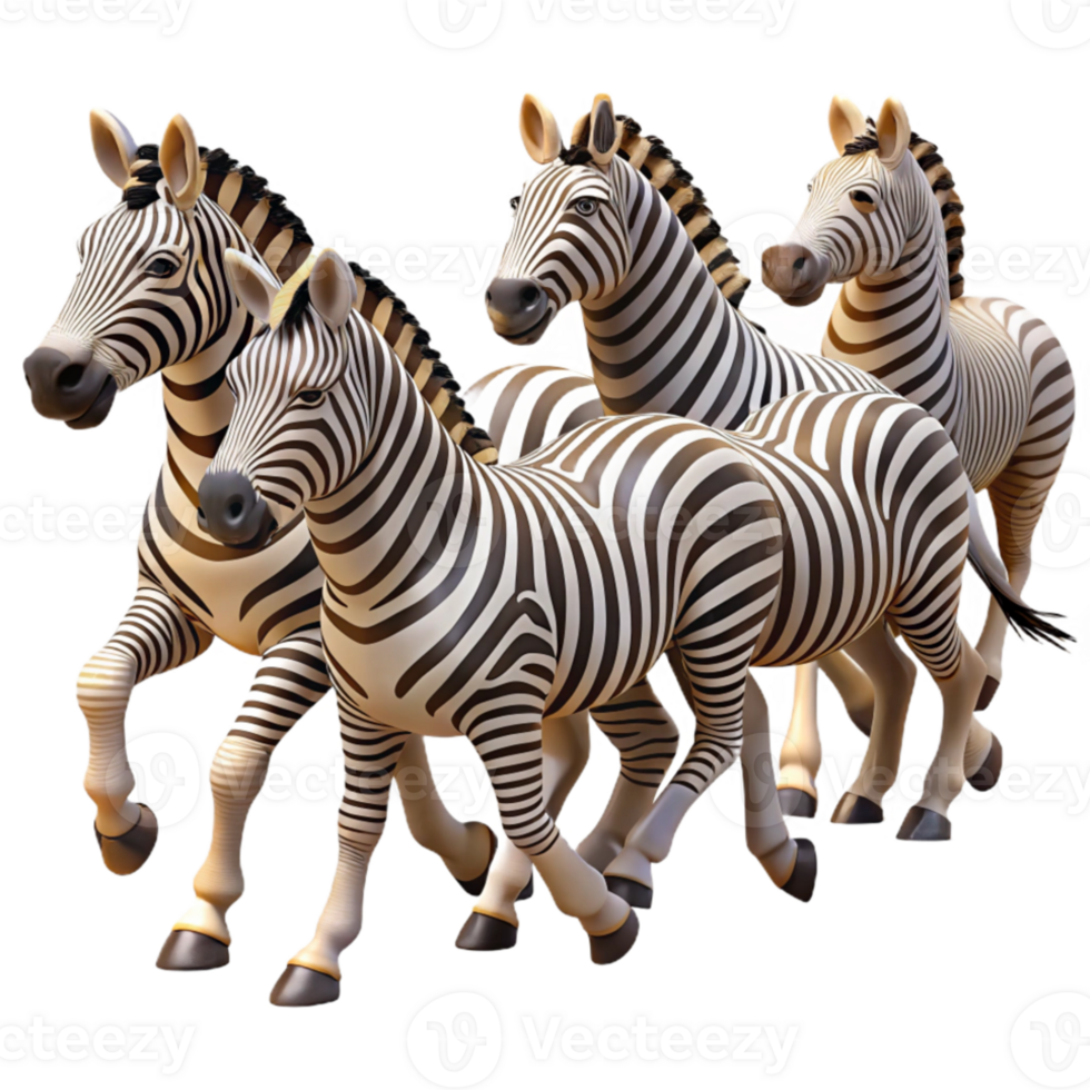 beautiful contemporary A zebra herd migrating across the savanna, striped patterns, dynamic pose exclusive png