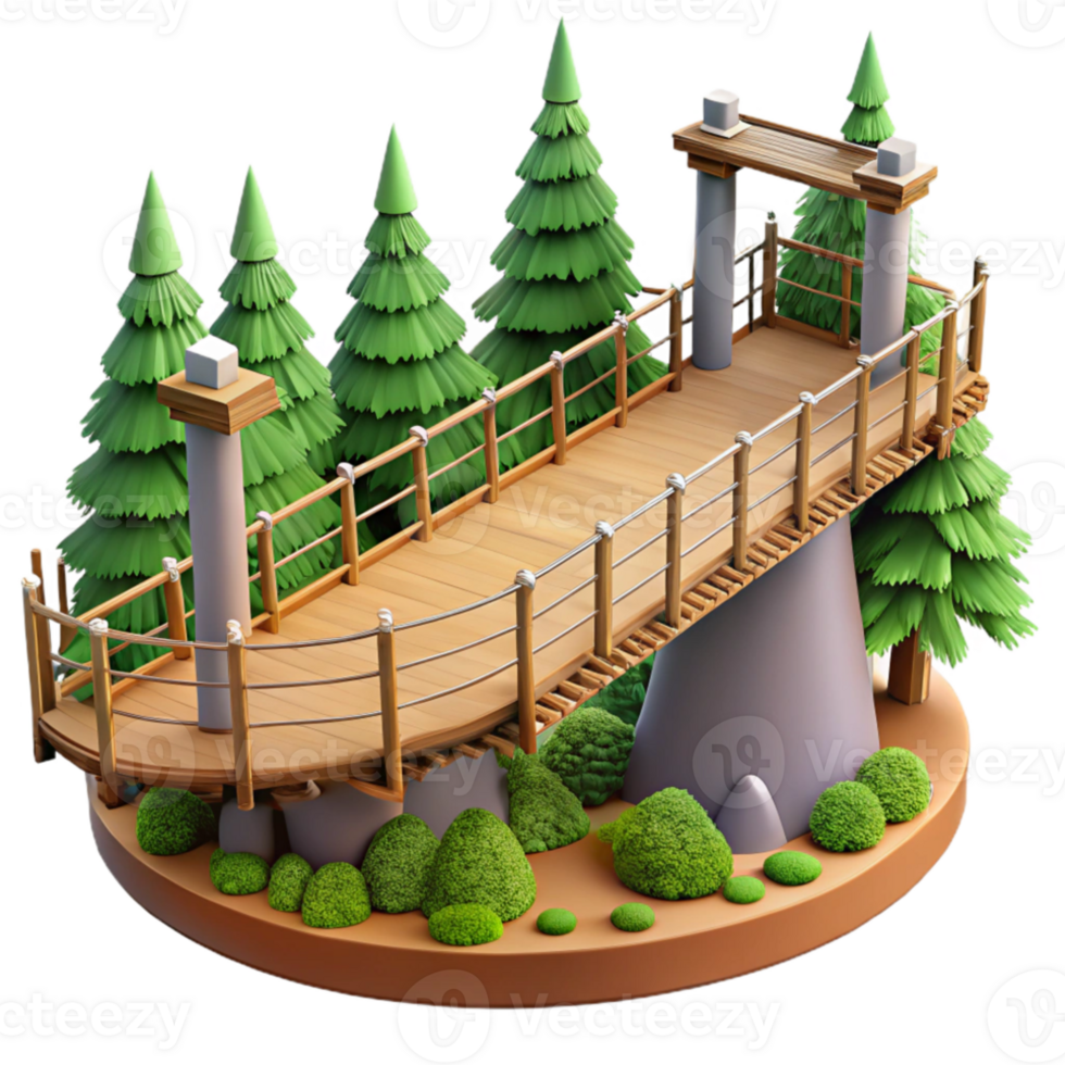 impressive abstract Treetop walkway, suspended bridge, panoramic forest views, daylight original png