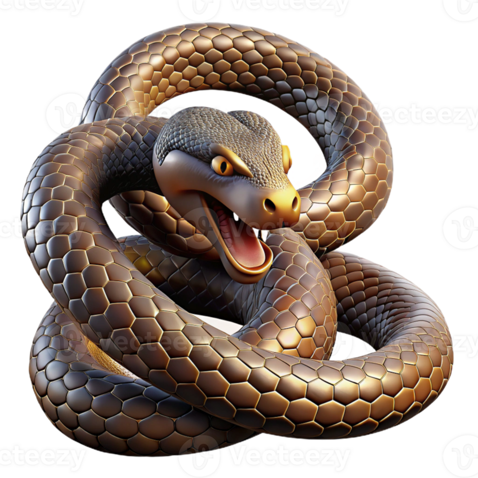 stunning creative A coiled rattlesnake, scales gleaming, poised to strike, tense and dramatic lighting, photorealistic high quality png