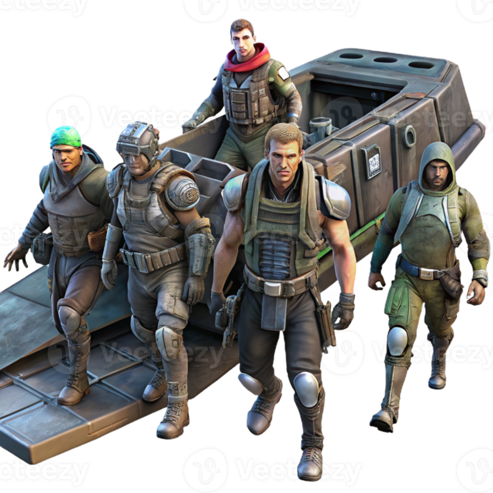magnificent artistic A group of space pirates, with ragged clothing and cybernetic enhancements, board a derelict spaceship. Dark, gritty lighting detailed png