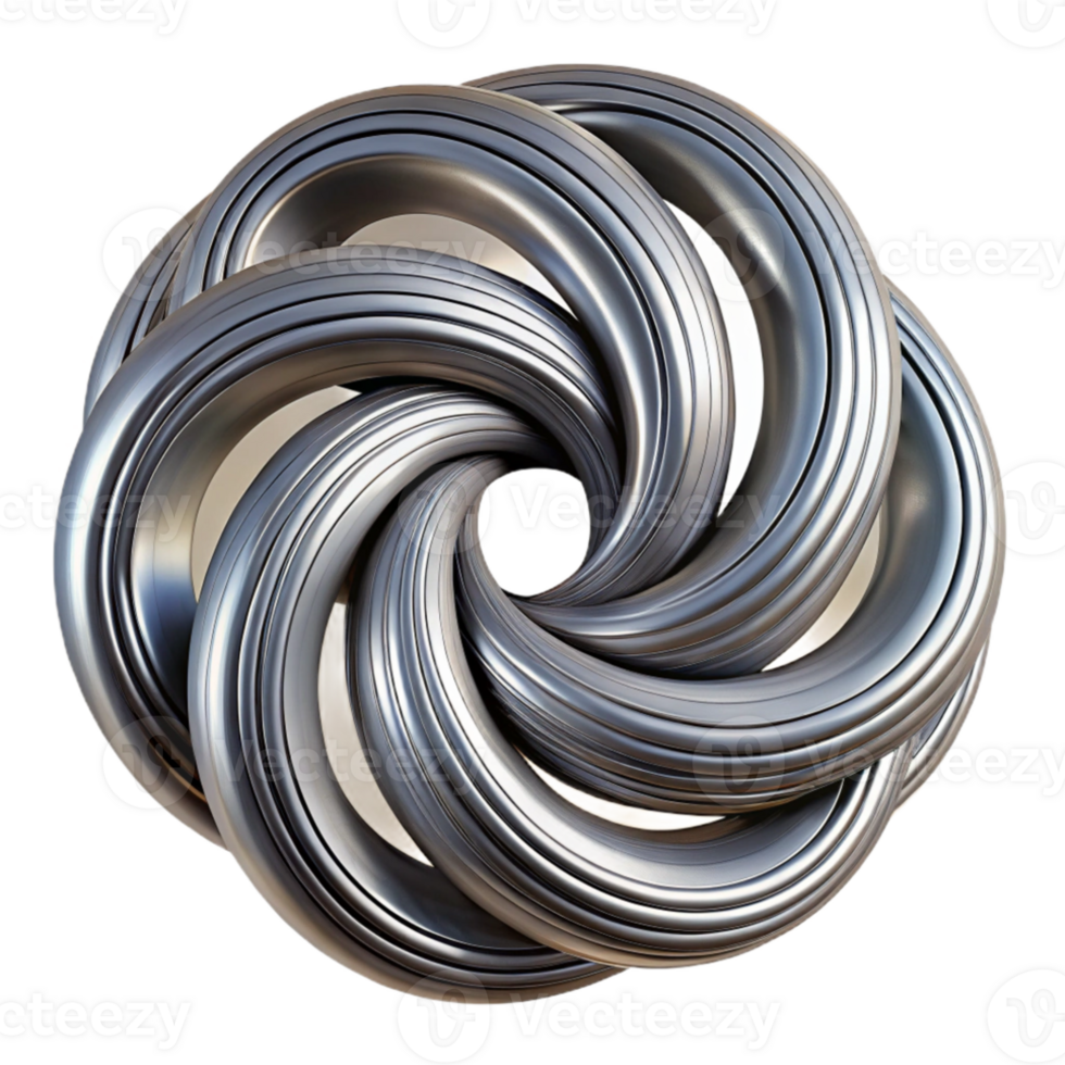 serene classic A mesmerizing pattern of interlocking spirals, rendered in a metallic texture with a brushed finish, art deco style professional png