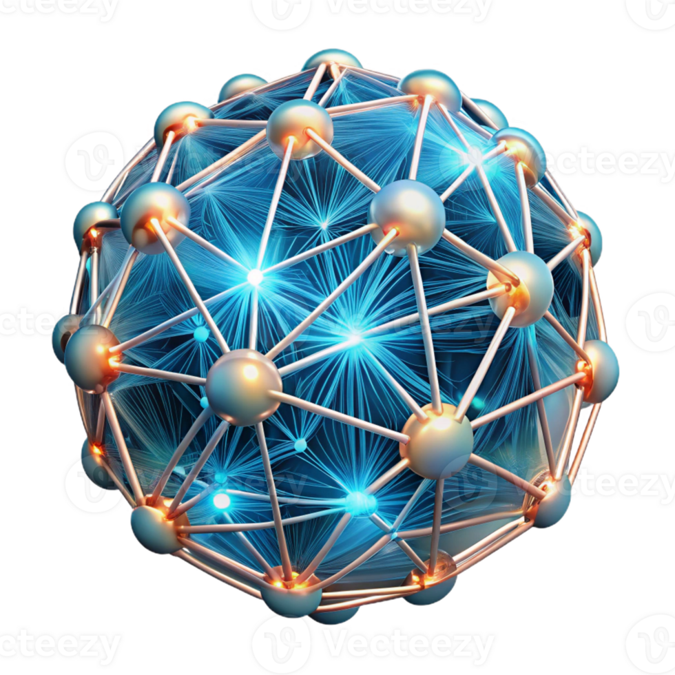 impressive classic A network of interconnected, glowing lines and nodes, forming a complex, abstract brain structure, with a futuristic, scientific feel high resolution png