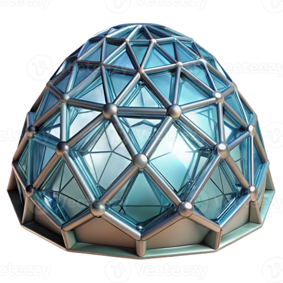 dramatic contemporary Tessellated dome structure, interlocking geometric shapes, translucent material, internal lighting, futuristic architecture exclusive png