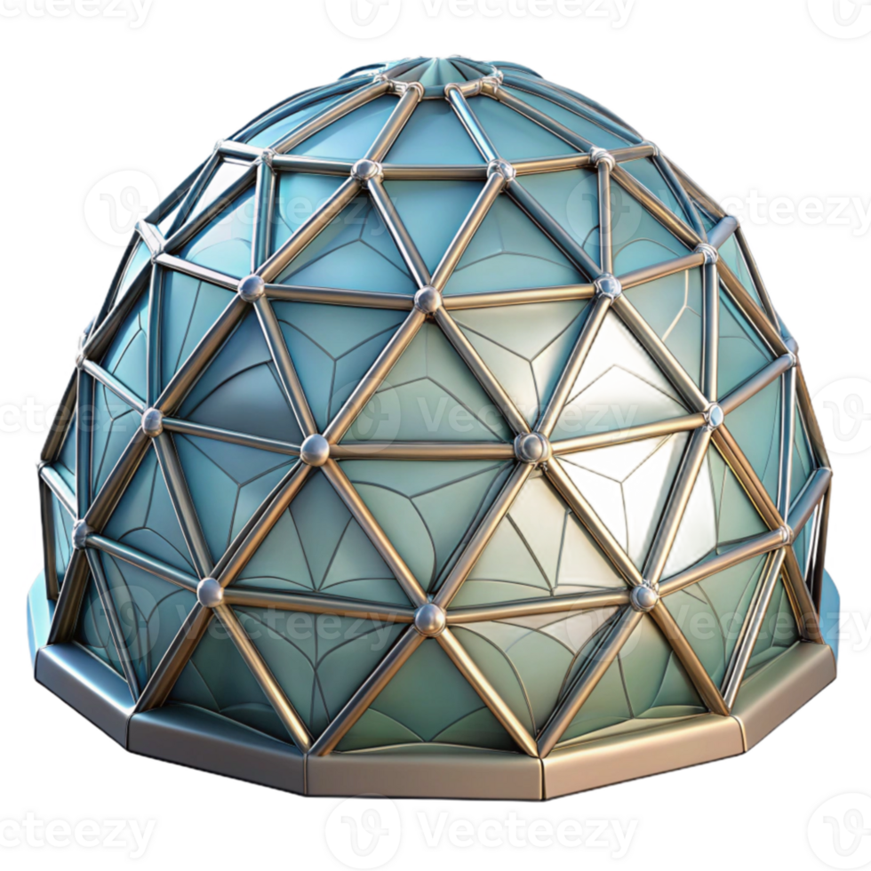 vibrant vintage Tessellated dome structure, interlocking geometric shapes, translucent material, internal lighting, futuristic architecture genuine png
