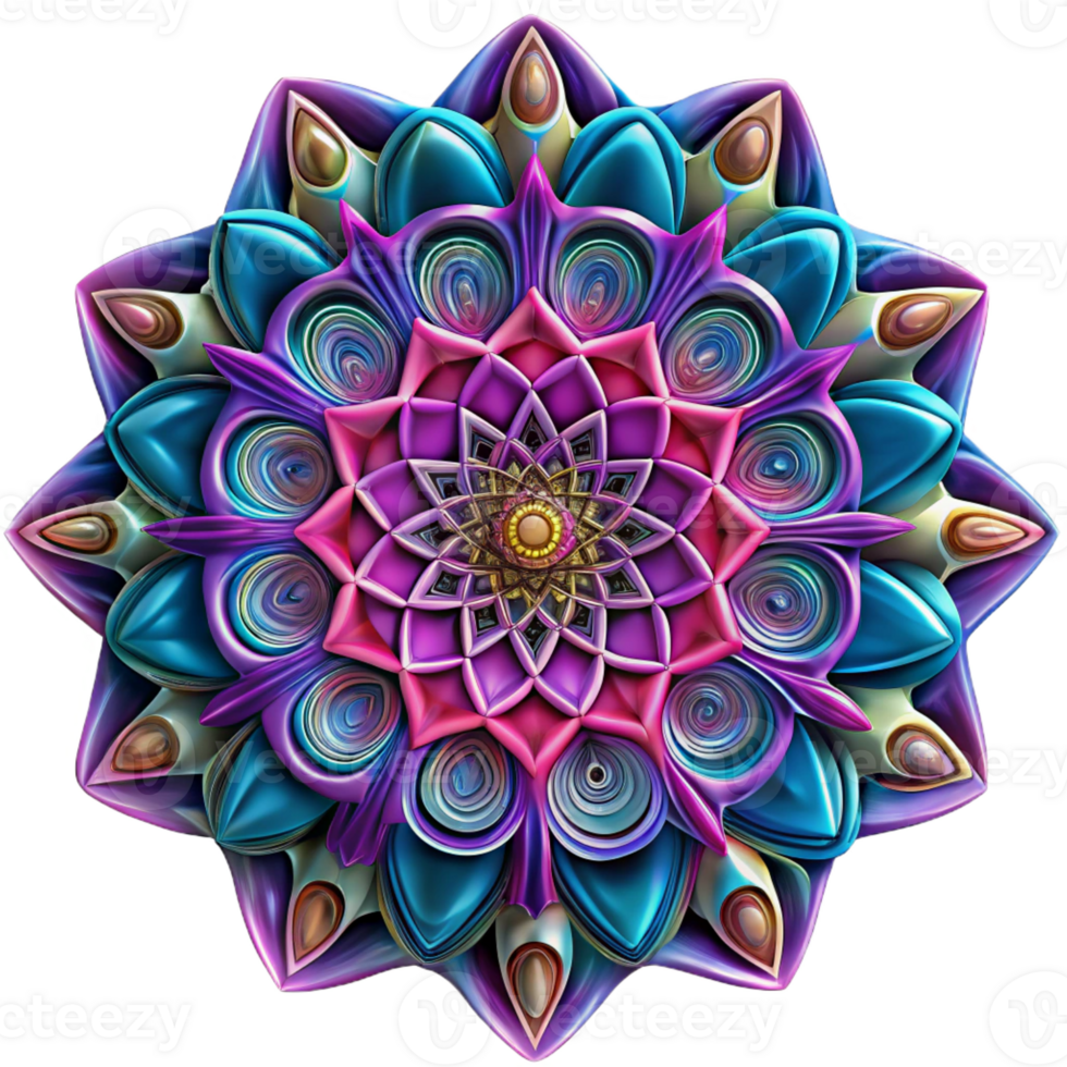 elegant contemporary A kaleidoscopic pattern of intricate, fractal designs, in vibrant, psychedelic colors, with a hypnotic, mesmerizing effect original png