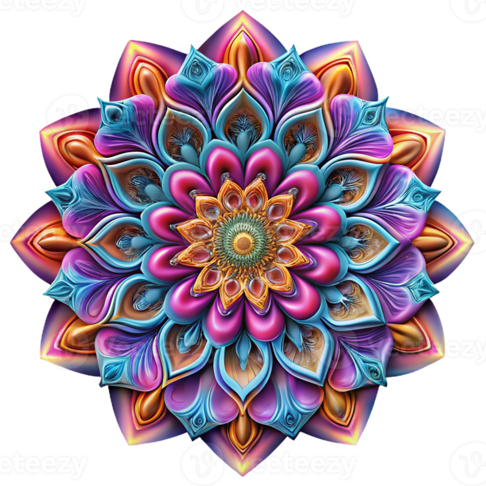 beautiful artistic A kaleidoscopic pattern of intricate, fractal designs, in vibrant, psychedelic colors, with a hypnotic, mesmerizing effect original png
