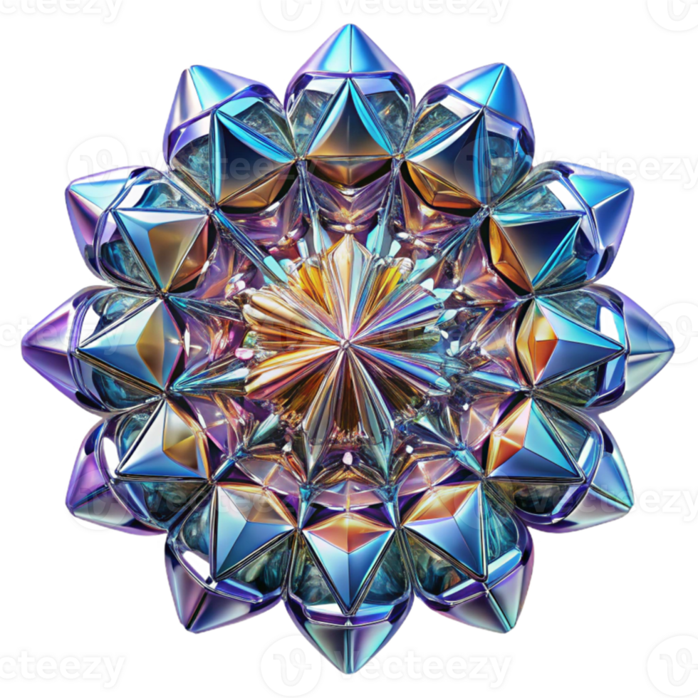 beautiful contemporary A kaleidoscope of fragmented, mirrored surfaces, reflecting a distorted, kaleidoscopic light, in a Psychedelic style original png