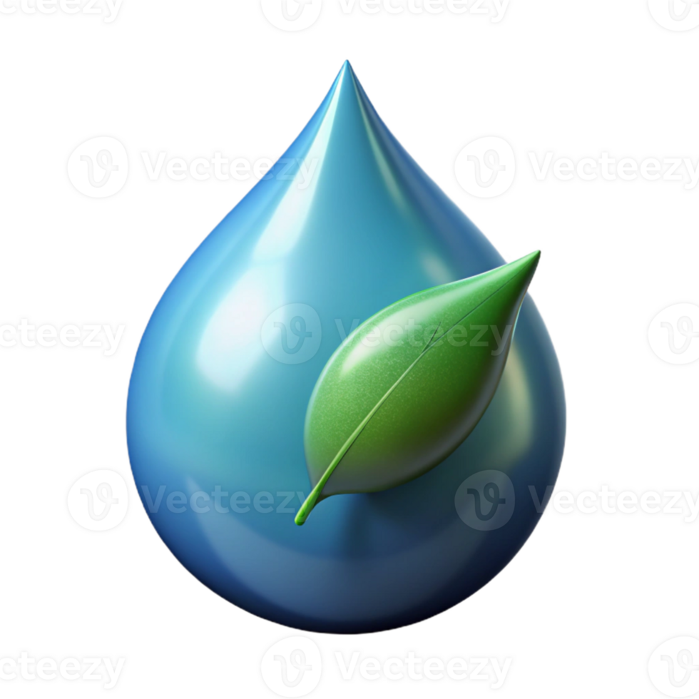 dramatic classic A single raindrop on a leaf, reflecting the surrounding environment, macro photography, realistic professional png