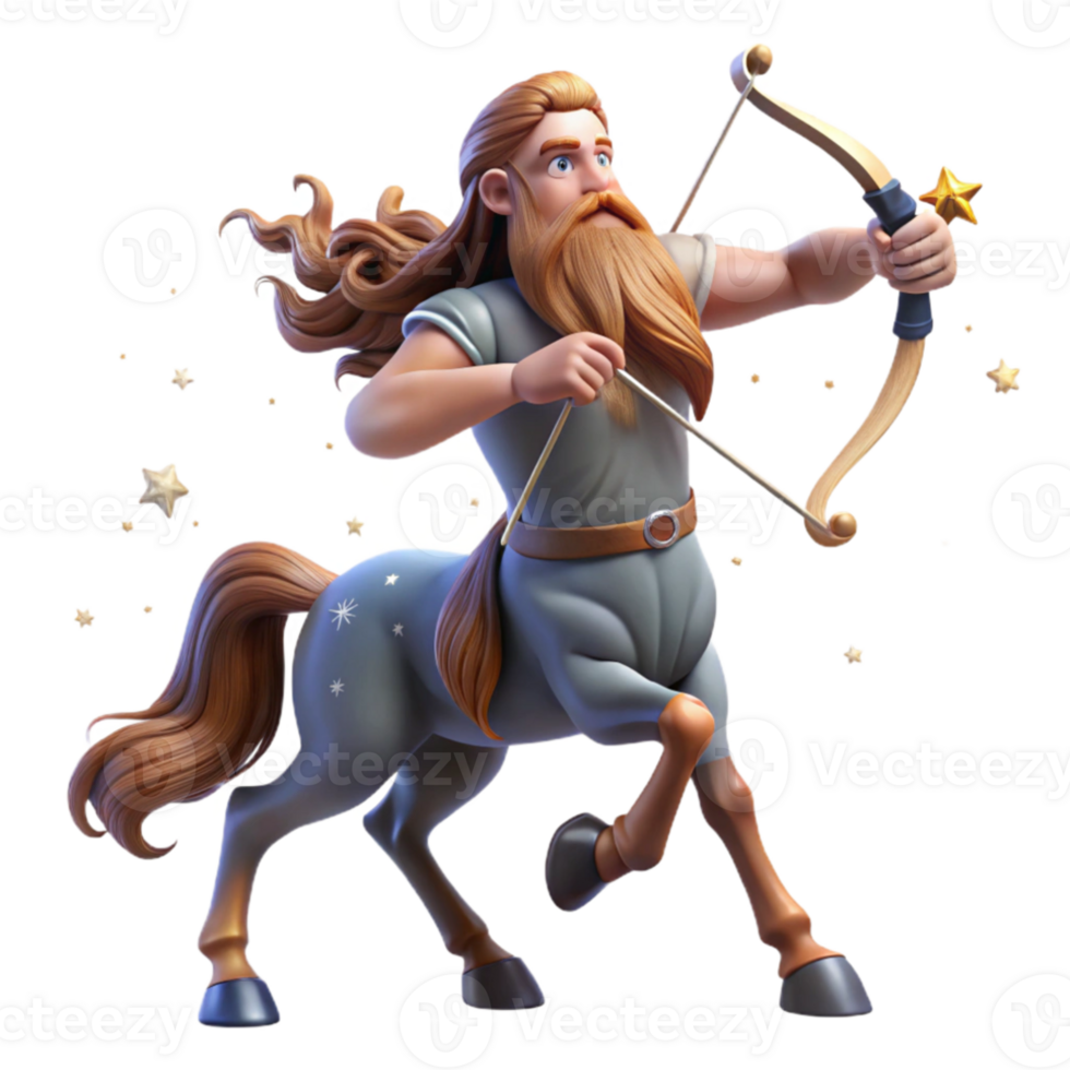 impressive rustic A wise centaur with a long flowing beard and a bow and arrow, gazing at a distant constellation, illuminated by starlight. Renaissance style original png