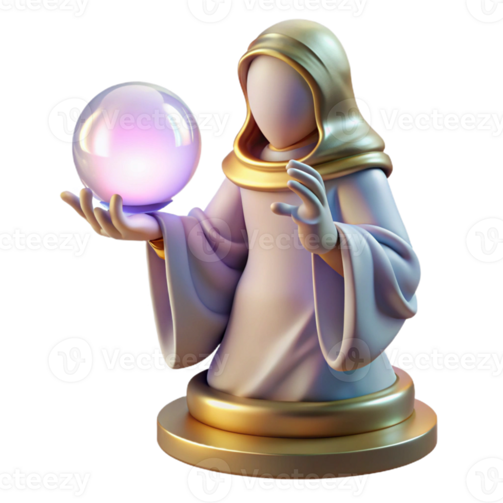 wonderful rustic A wise oracle with flowing robes and a crystal ball, gazing into the future, illuminated by an ethereal light. Neoclassical style original png