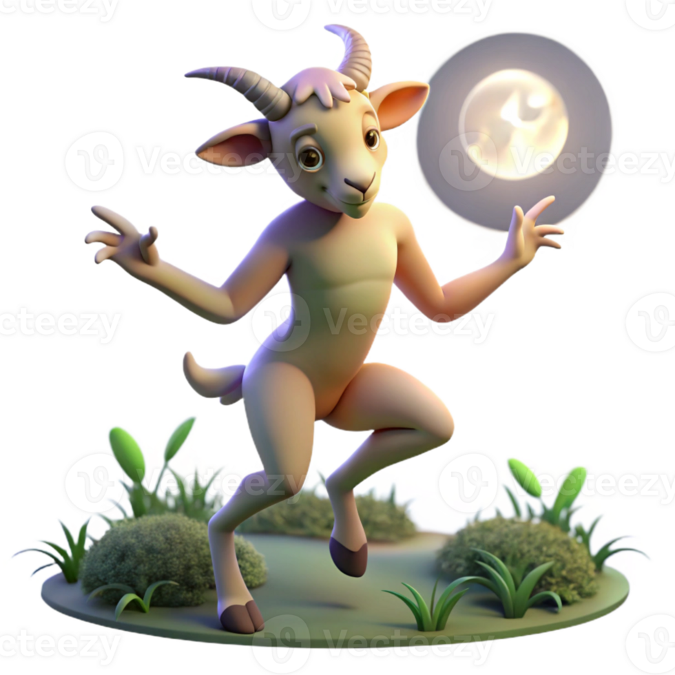 magnificent rustic A playful faun with goat legs and pointed ears, dancing in a moonlit forest glade, illuminated by the soft moonlight. Fauvist style exclusive png