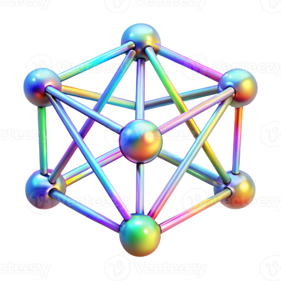 impressive minimalist A network of interconnected, crystalline structures, refracting a rainbow spectrum of light, in a Futuristic style original png