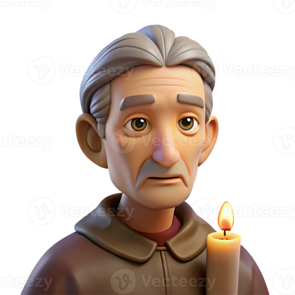elegant creative Portrait of an elderly man with deep wrinkles and a wise gaze, illuminated by a single candle, in the style of a Caravaggio painting detailed png