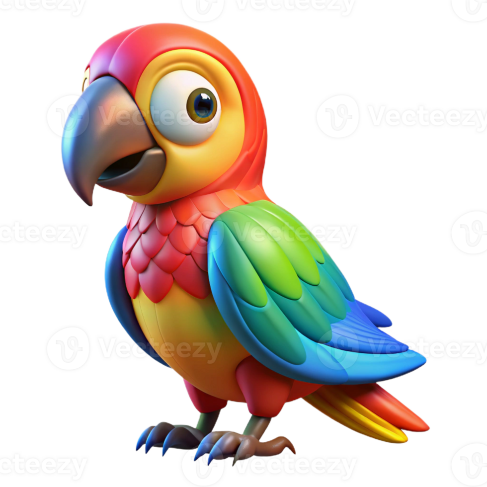 vibrant traditional Portrait of a colorful parrot with vibrant plumage, a playful expression, and a perched pose, lit by studio lighting, in a pop art style high quality png