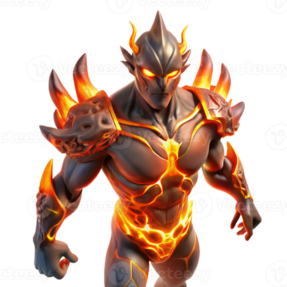 impressive creative A powerful elemental being made of fire, surrounded by flames, illuminated by its own internal glow. Abstract fantasy, digital art style authentic png