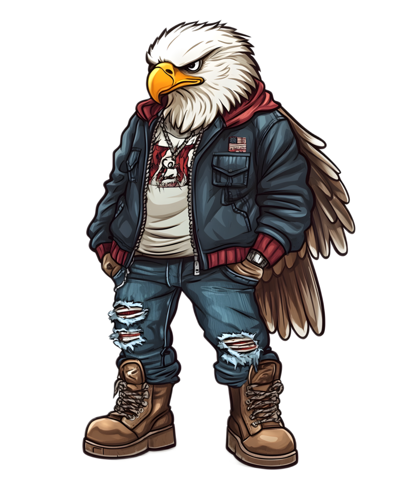 Fierce Eagle Character in Edgy Street Fashion Outfit png