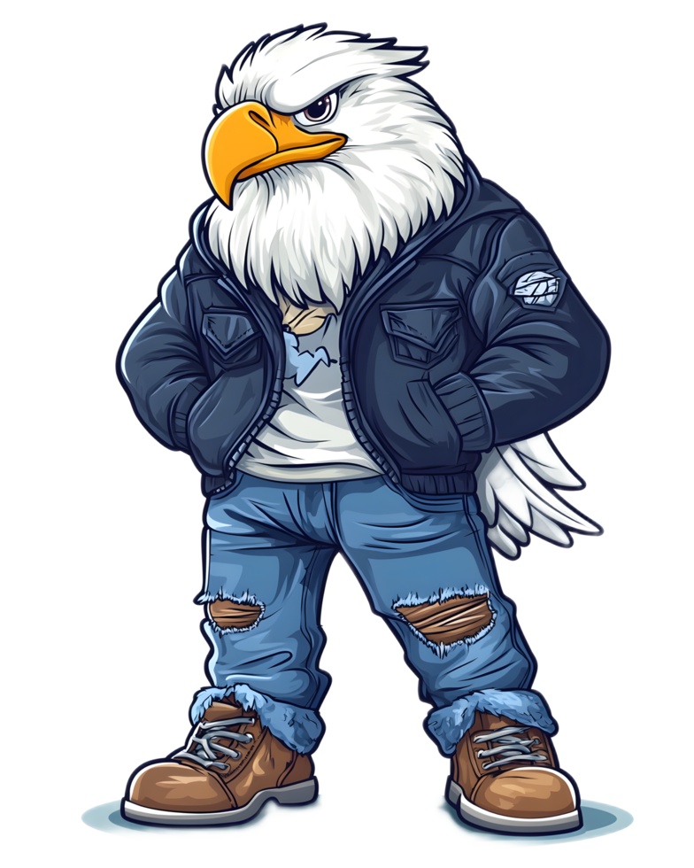 Fierce Eagle Character in Urban Bomber Jacket and Combat Boots png